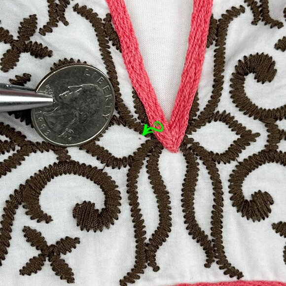 Boston Proper | White Top | Embroidered Tie Blouse | Size XS - Picture 7 of 12